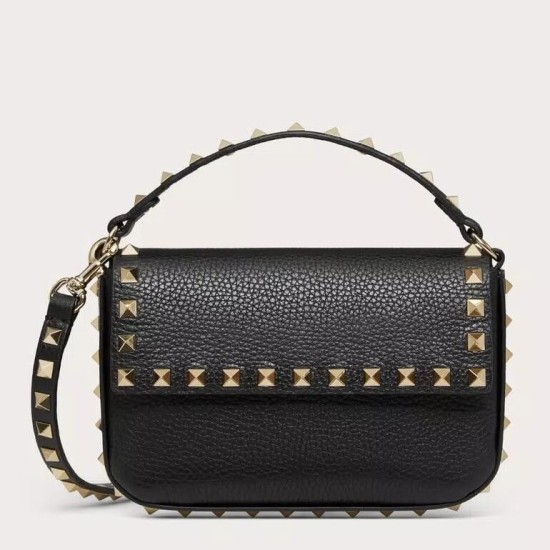 Replica Valentino Rockstud Pouch Bag Black Grained Fake Valentino Rockstud Pouch Bag Black Grained Replica