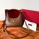 Replica Valentino Stud Sign Hobo Bag Dark Brown Calfskin