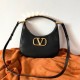 Replica Valentino Stud Sign Hobo Bag Black Calfskin