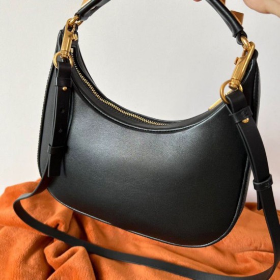 Replica Valentino Stud Sign Hobo Bag Black Calfskin