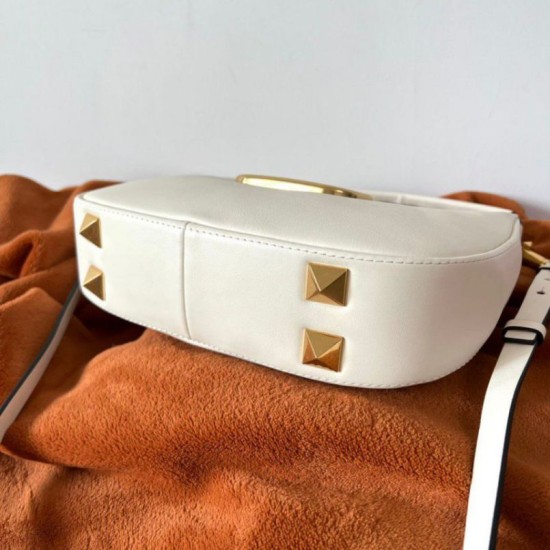 Replica Valentino Stud Sign Hobo Bag White Calfskin
