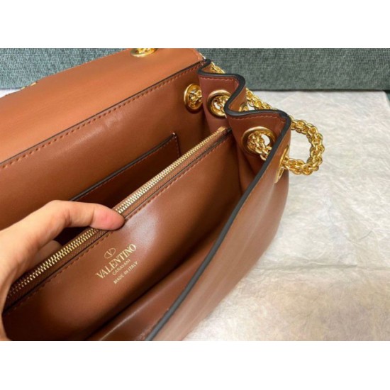 Replica Valentino Stud Sign Shoulder Bag Brown Nappa Replica Valentino Stud Sign Shoulder Bag Brown Nappa