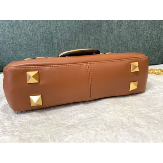 Replica Valentino Stud Sign Shoulder Bag Brown Nappa Replica Valentino Stud Sign Shoulder Bag Brown Nappa