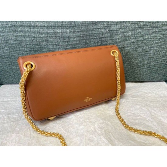 Replica Valentino Stud Sign Shoulder Bag Brown Nappa Replica Valentino Stud Sign Shoulder Bag Brown Nappa