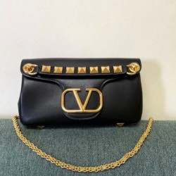Replica Valentino Stud Sign Shoulder Bag Black Nappa 
