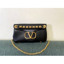 Replica Valentino Stud Sign Shoulder Bag Black Nappa 