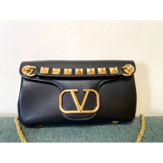Replica Valentino Stud Sign Shoulder Bag Black Nappa Replica Valentino Stud Sign Shoulder Bag Black Nappa