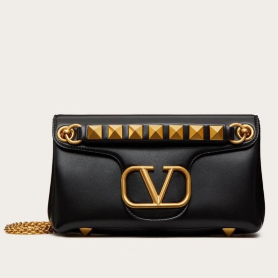 Replica Valentino Stud Sign Shoulder Bag Black Nappa Replica Valentino Stud Sign Shoulder Bag Black Nappa