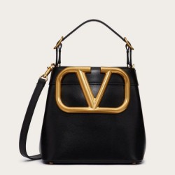 Replica Valentino Supervee Top Handle Bag Black Calfskin