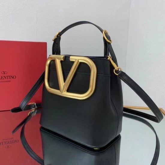 Replica Valentino Supervee Top Handle Bag Black Calfskin