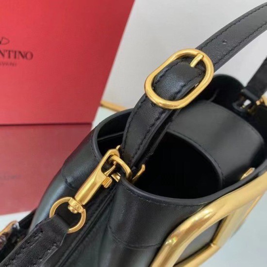 Replica Valentino Supervee Top Handle Bag Black Calfskin