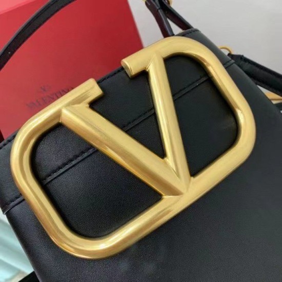 Replica Valentino Supervee Top Handle Bag Black Calfskin