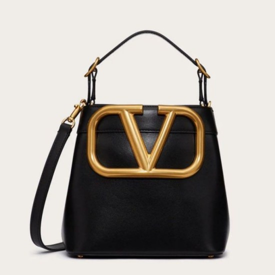 Replica Valentino Supervee Top Handle Bag Black Calfskin