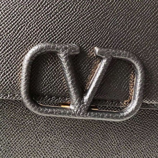 Replica Valentino Vsling Large Shoulder Bag Black Grainy Calfskin