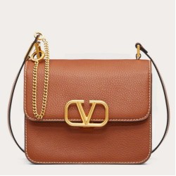 Replica Valentino Vsling Large Shoulder Bag Brown Grained Calfskin