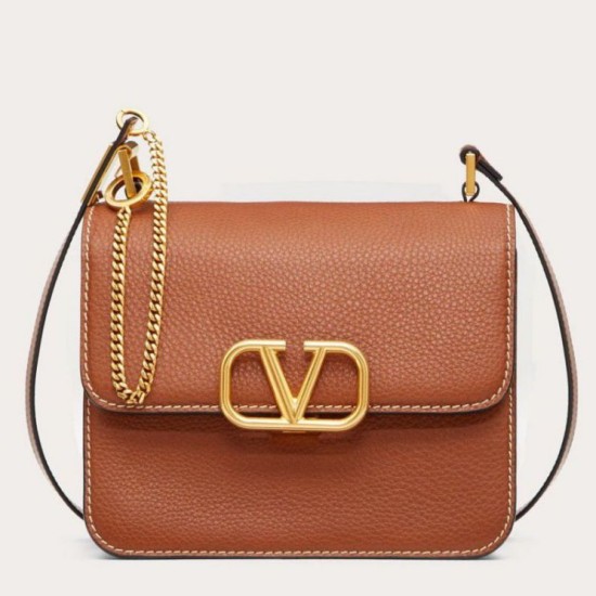 Fake Valentino Vsling Large Shoulder Bag Brown Grained Calfskin Replica Replica Valentino Vsling Large Shoulder Bag Brown Grained Calfskin