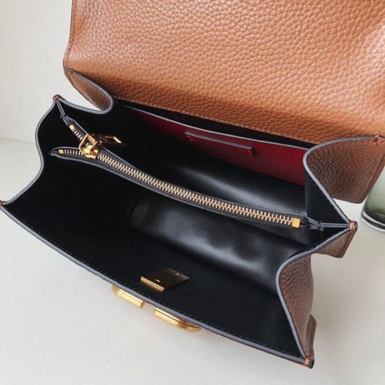 Fake Valentino Vsling Large Shoulder Bag Brown Grained Calfskin Replica Replica Valentino Vsling Large Shoulder Bag Brown Grained Calfskin