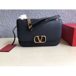 Replica Valentino Medium Vlock Shoulder Bag Black Calfskin