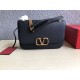 Replica Valentino Medium Vlock Shoulder Bag Black Calfskin