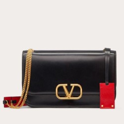 Replica Valentino Medium Vlock Shoulder Bag Black Calfskin