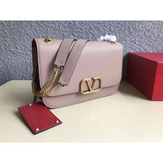 Replica Valentino Medium Vlock Shoulder Bag Poudre Calfskin