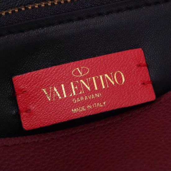 Replica Valentino Medium VRing Chain Bag Bordeaux Grainy Calfskin