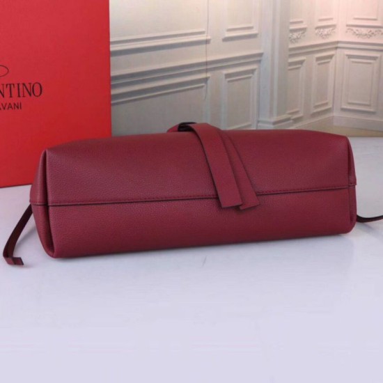 Replica Valentino Medium VRing Chain Bag Bordeaux Grainy Calfskin