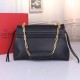 Fake Valentino Medium VRing Chain Bag Black Grainy Calfskin Replica