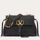 Fake Valentino Medium VRing Chain Bag Black Grainy Calfskin Replica