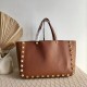 Fake Valentino Roman Stud Tote Bag Brown Grainy Calfskin Replica Fake Valentino Roman Stud Tote Bag Brown Grainy Calfskin Replica
