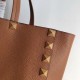 Fake Valentino Roman Stud Tote Bag Brown Grainy Calfskin Replica Fake Valentino Roman Stud Tote Bag Brown Grainy Calfskin Replica