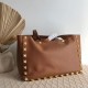 Fake Valentino Roman Stud Tote Bag Brown Grainy Calfskin Replica Fake Valentino Roman Stud Tote Bag Brown Grainy Calfskin Replica