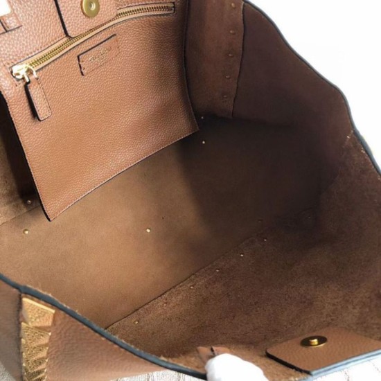 Fake Valentino Roman Stud Tote Bag Brown Grainy Calfskin Replica Fake Valentino Roman Stud Tote Bag Brown Grainy Calfskin Replica