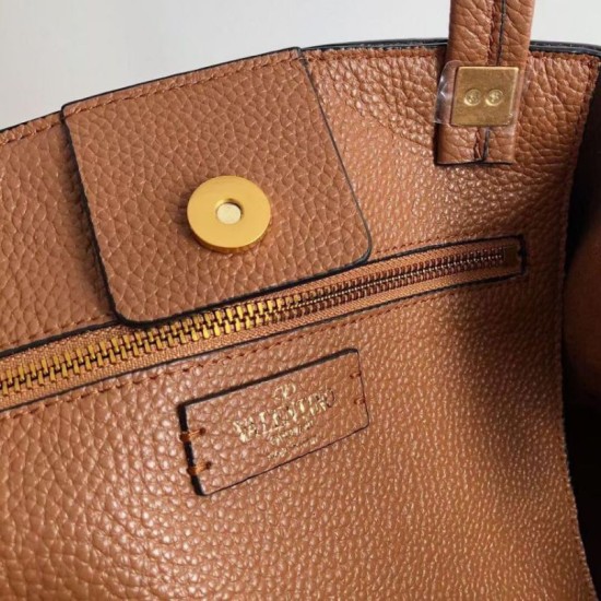 Fake Valentino Roman Stud Tote Bag Brown Grainy Calfskin Replica Fake Valentino Roman Stud Tote Bag Brown Grainy Calfskin Replica