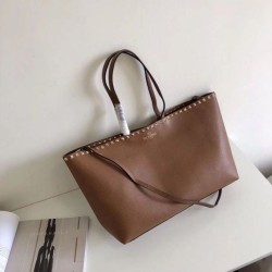 Replica Valentino Rockstud Large Shopping Bag Brown 