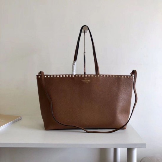 Replica Valentino Rockstud Large Shopping Bag Brown 