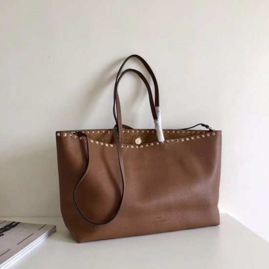 Replica Valentino Rockstud Large Shopping Bag Brown 
