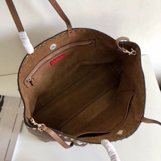 Replica Valentino Rockstud Large Shopping Bag Brown 