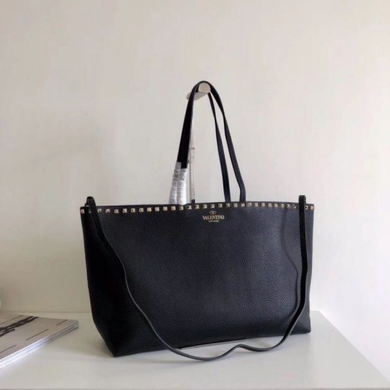 Fake Valentino Rockstud Large Shopping Bag Black  Replica
