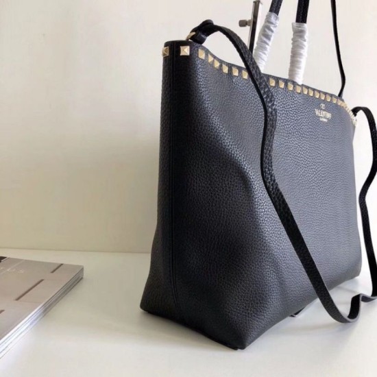 Fake Valentino Rockstud Large Shopping Bag Black  Replica