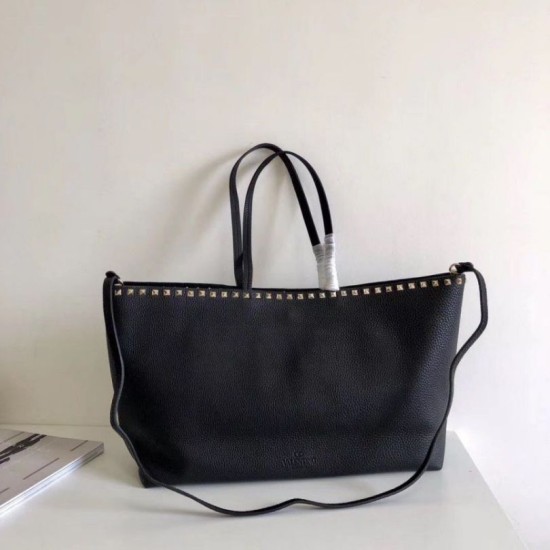 Fake Valentino Rockstud Large Shopping Bag Black  Replica