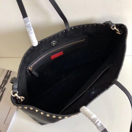 Fake Valentino Rockstud Large Shopping Bag Black  Replica