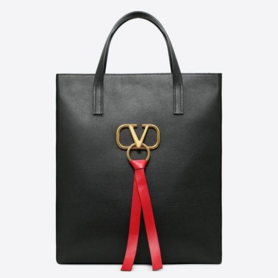 Replica Valentino Garavani Black Large N/S Vring Shopper Bag