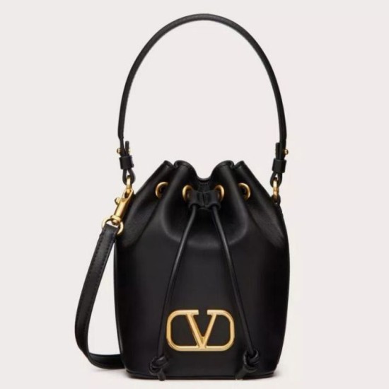 Replica Valentino VLogo Signature Mini Bucket Bag Black Calfskin