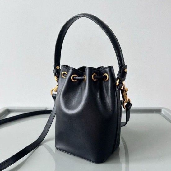 Replica Valentino VLogo Signature Mini Bucket Bag Black Calfskin