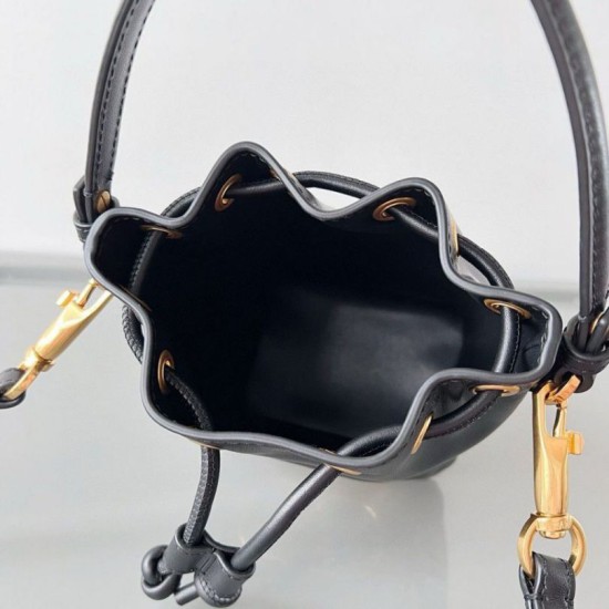 Replica Valentino VLogo Signature Mini Bucket Bag Black Calfskin