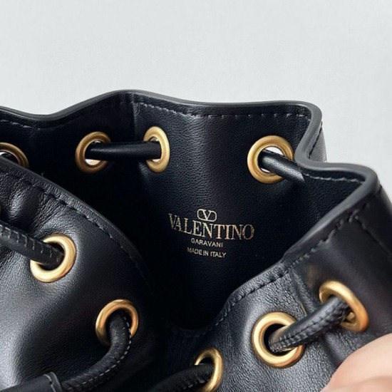 Replica Valentino VLogo Signature Mini Bucket Bag Black Calfskin