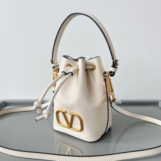 Fake Valentino VLogo Signature Mini Bucket Bag White Calfskin Replica Replica Valentino VLogo Signature Mini Bucket Bag White Calfskin