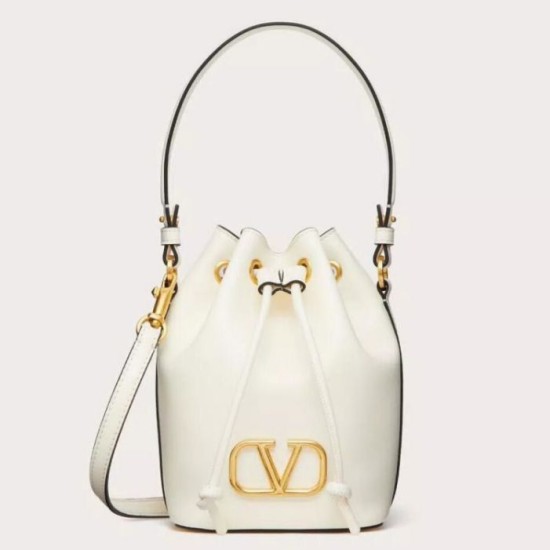 Fake Valentino VLogo Signature Mini Bucket Bag White Calfskin Replica Replica Valentino VLogo Signature Mini Bucket Bag White Calfskin