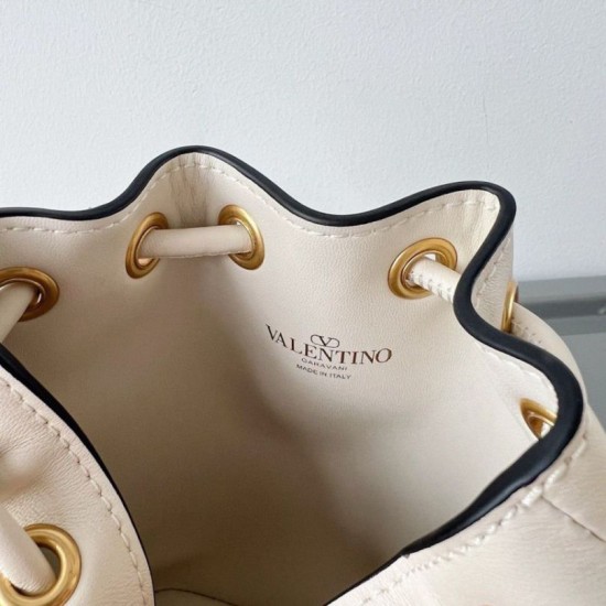 Fake Valentino VLogo Signature Mini Bucket Bag White Calfskin Replica Replica Valentino VLogo Signature Mini Bucket Bag White Calfskin
